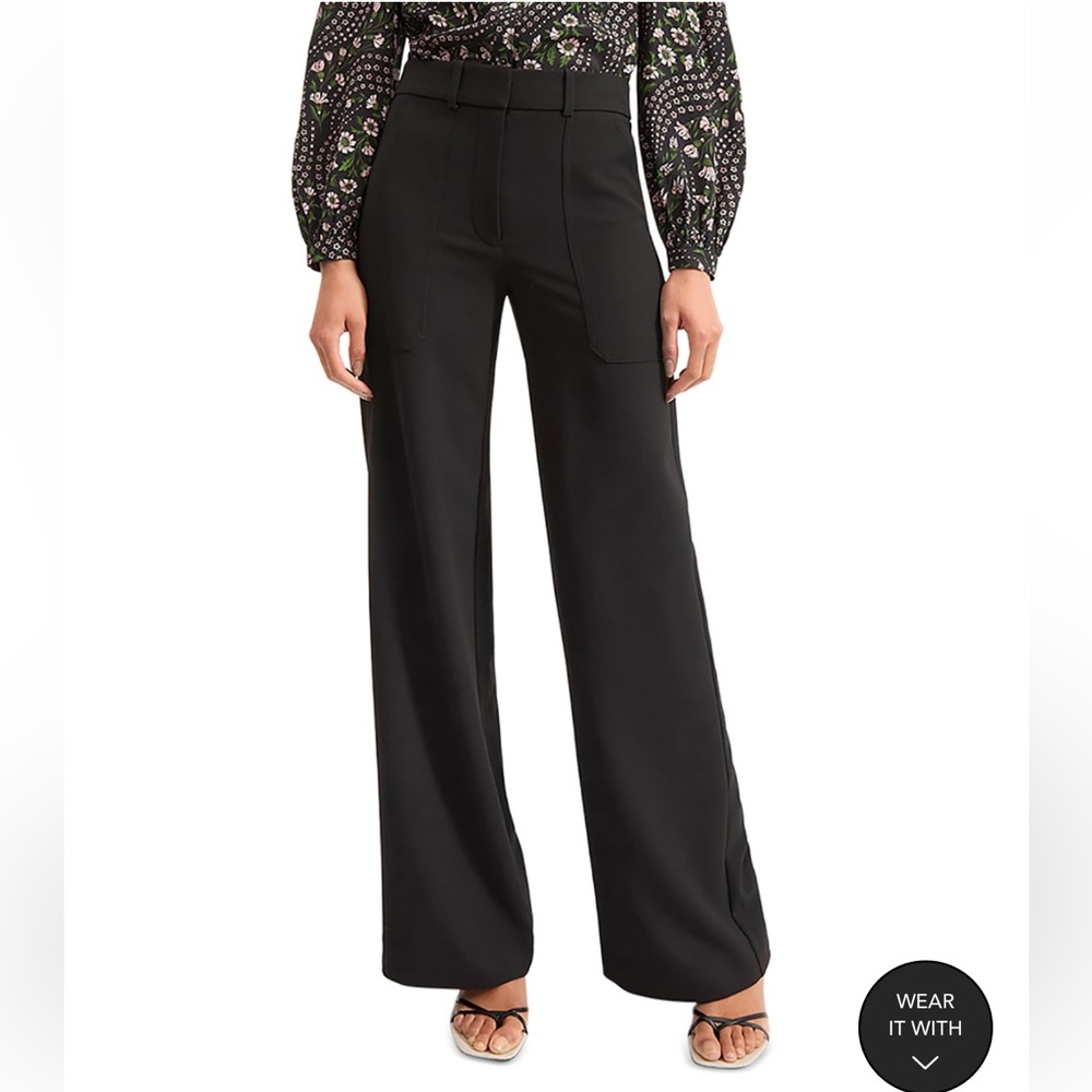 Veronica Beard Black Wide-Leg Cole Pants Size 4
